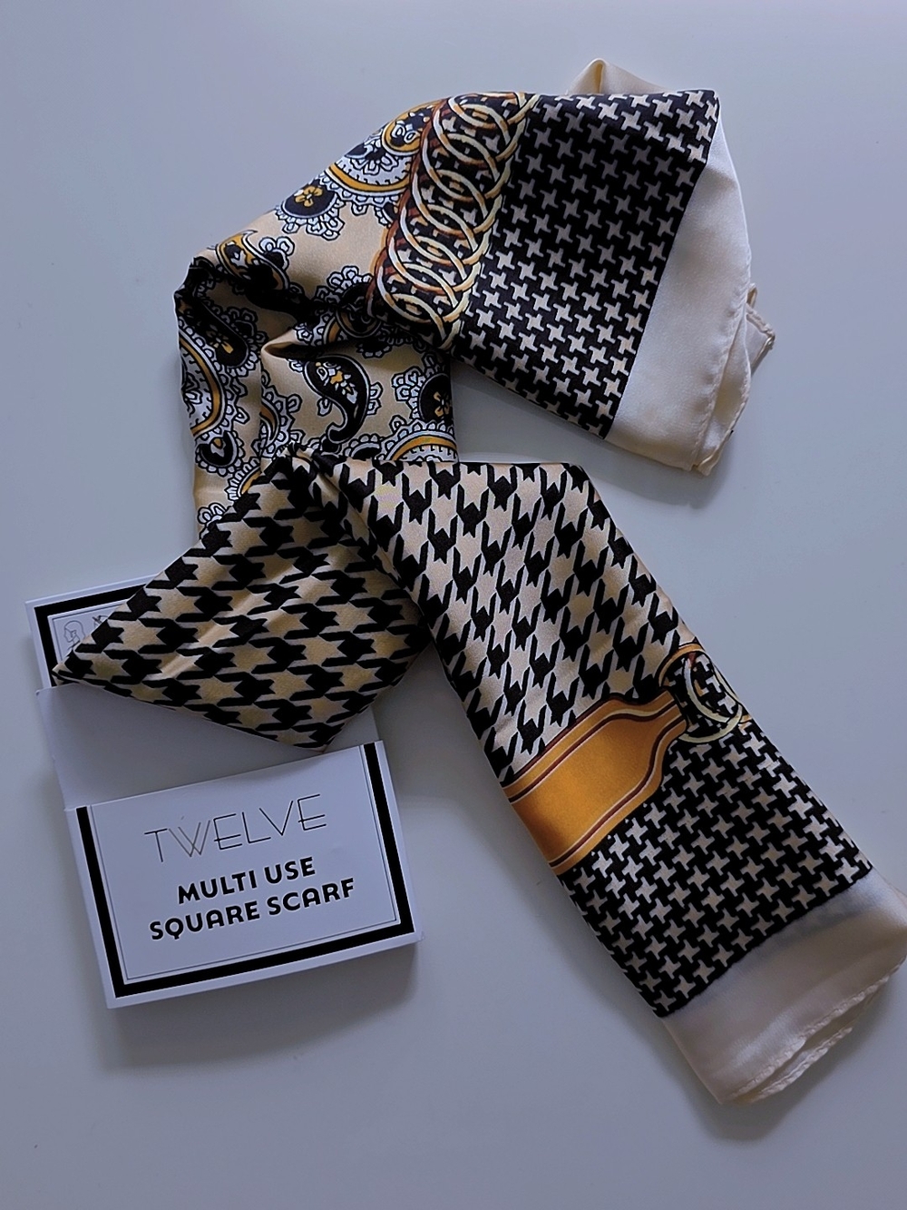 Multi-Use Black & Gold Square Scarf